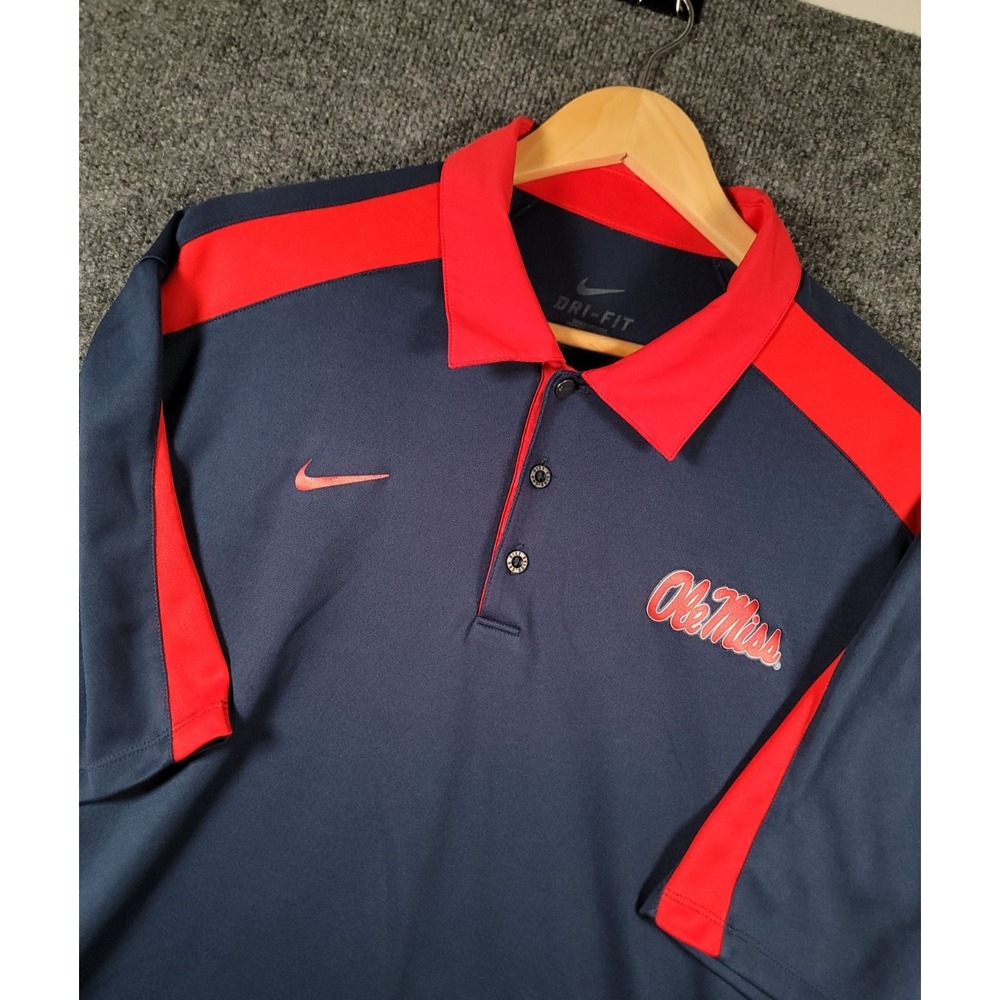 Ole Miss Rebels Polo Shirt Mens XL Nike NCAA Performance Stretch Office Alumni